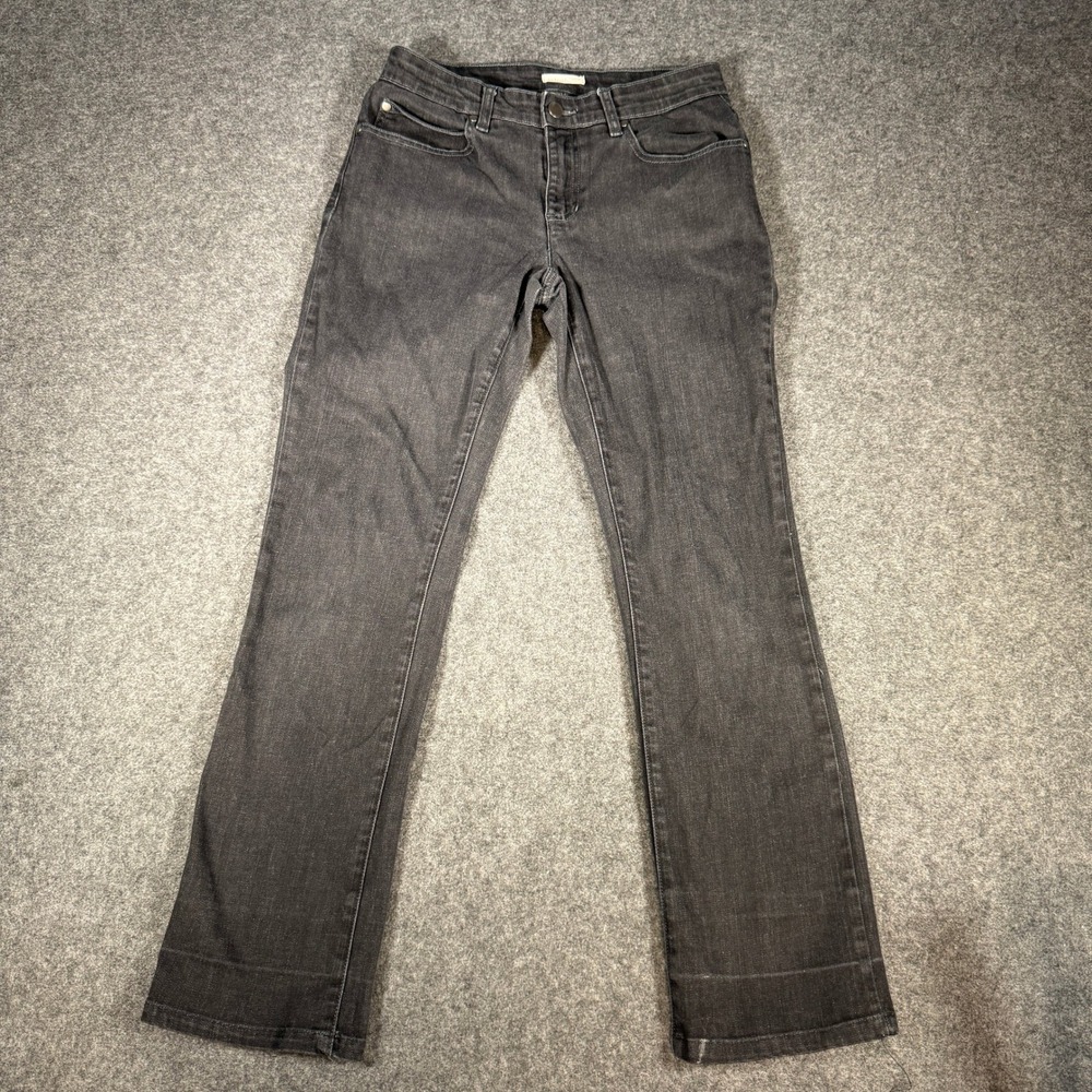 Eileen Fisher Womens Straight Leg Jeans Faded Black Stretch Denim‎ Size 2